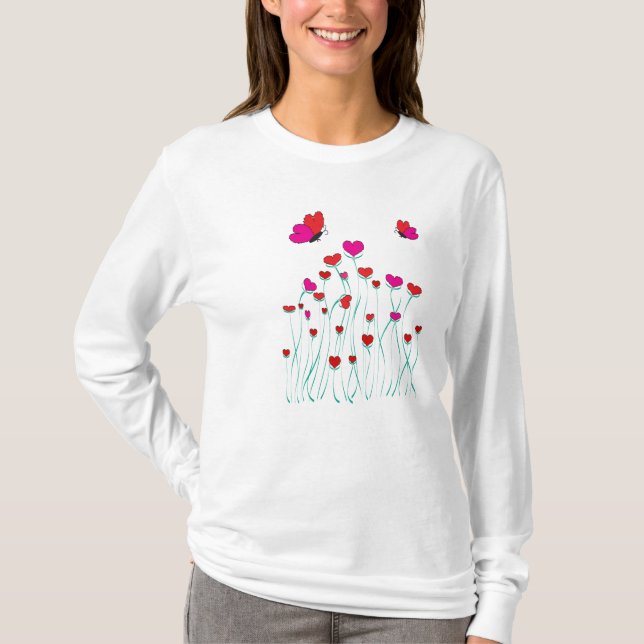 Camiseta Corazones y mariposas Valentine Love (Anverso)
