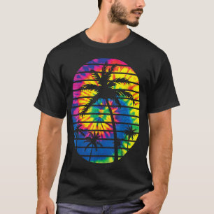 Camiseta Corbata Brillante Teñida Con Palmeras Playa Tropic