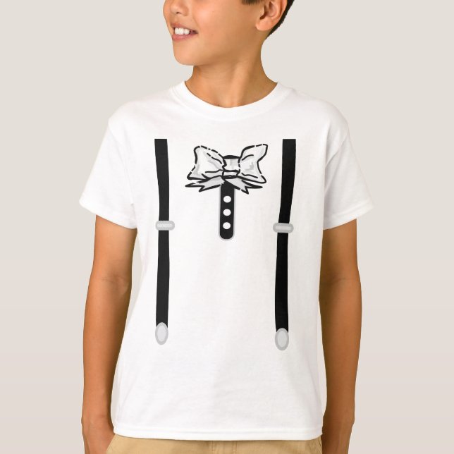 Camiseta Corbata de arco negro y blanco 2D (Anverso)