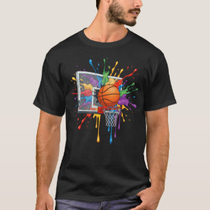 Camiseta Corbata de baloncesto colorida con salpicaduras de