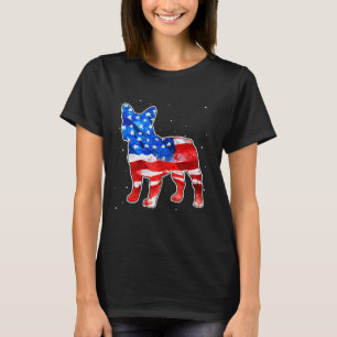 Camiseta Corbata de perro bulldog bandera americana patriót