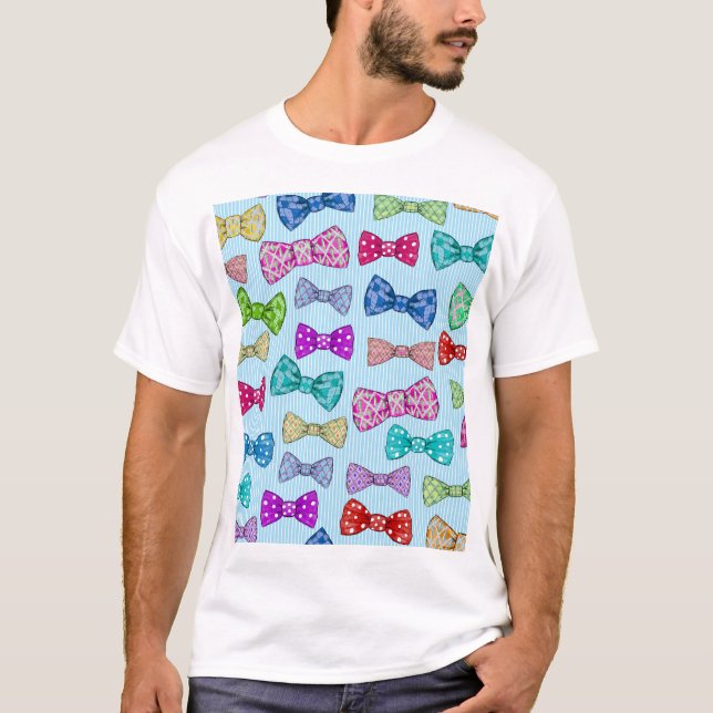 Camiseta Corbata, rayas azules, acuarela. (Anverso)