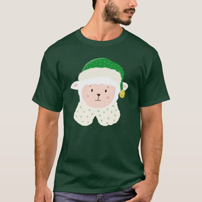 Camiseta Cordero bebé de Navidad con sombrero de duende (Anverso)