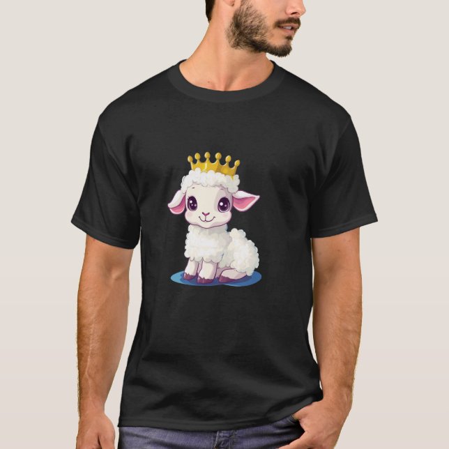 Camiseta Cordero Coronado Adorable para un Toque Regio (Anverso)