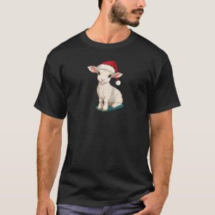 Camiseta Cordero de bonito con Gorra de Santa Claus para dí