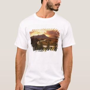Camiseta Cordillera Teton al atardecer, desde el río Snake