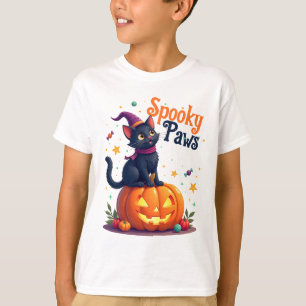 Camiseta Cordón de diseño de calabaza para gato negro de Ha