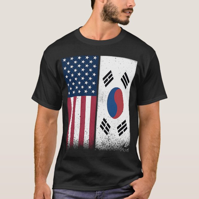 Camiseta Corea del Sur: Banderas surcoreanas norteamericana (Anverso)