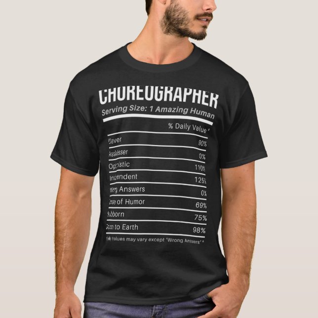 Camiseta coreografo Valores nutricionales Hechos de nutrici (Anverso)