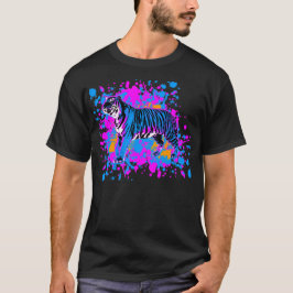 Camiseta Corey Tiger 80 Retro Blue Tiger Paint Splatter