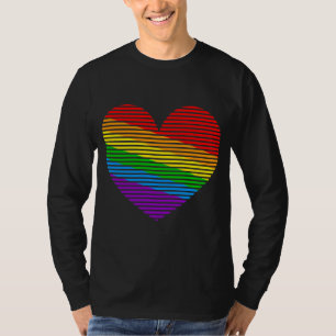 Camiseta Corey Tiger 80s Corazón de Rayas de Arcoíris Manga