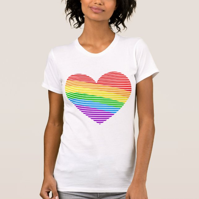 Camiseta Corey Tiger 80s Rainbow Stripe Heart (Anverso)
