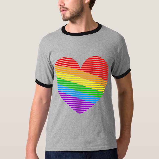 Camiseta Corey Tiger 80s Rainbow Stripe Heart (Anverso)