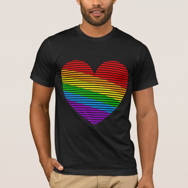 Camiseta Corey Tiger 80s Rainbow Stripe Heart (Anverso)
