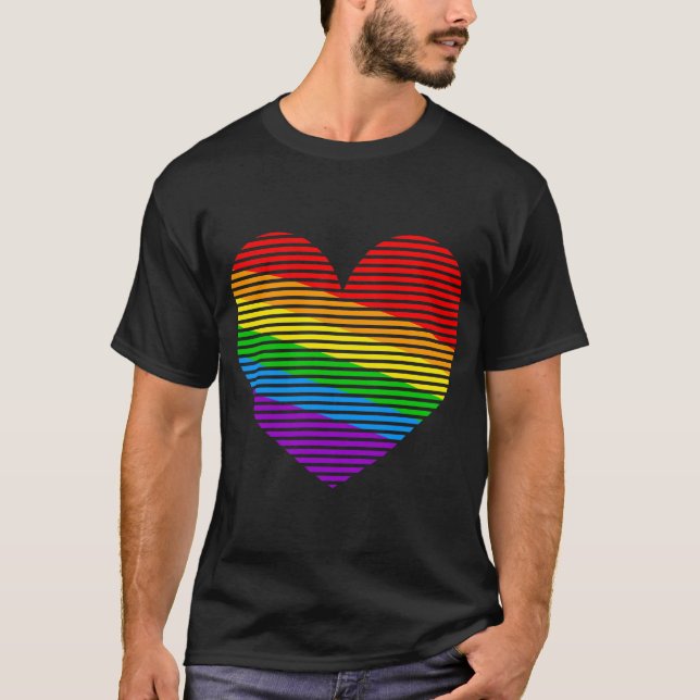 Camiseta Corey Tiger 80's Rainbow Stripe Heart Shirt (Anverso)