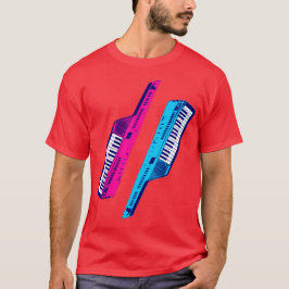 Camiseta Corey Tiger 80's Retro Keytar Rosa y Azul
