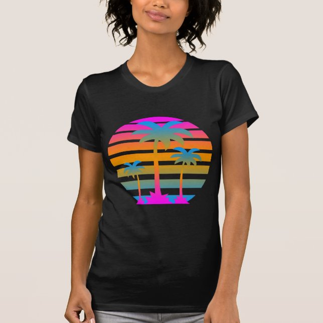 CAMISETA COREY TIGER RETRO SUNSET PALM ÁRBOLES (Anverso)