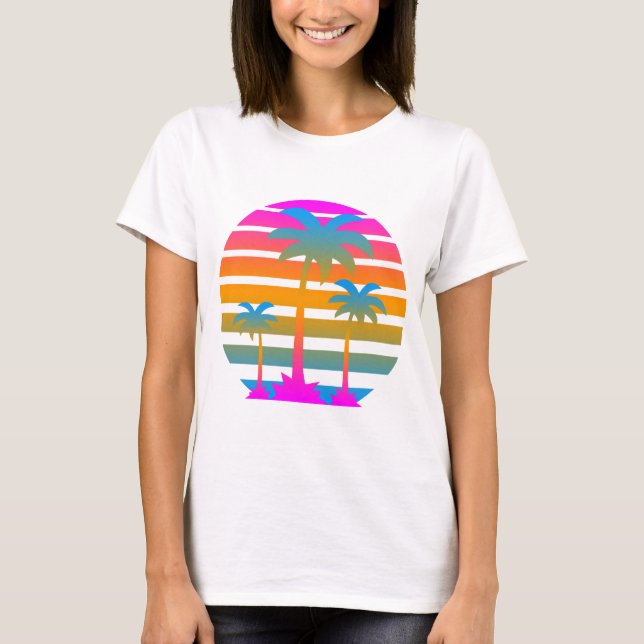 CAMISETA COREY TIGER RETRO SUNSET PALM ÁRBOLES (Anverso)