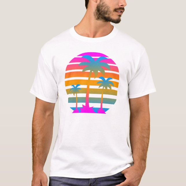 CAMISETA COREY TIGER RETRO SUNSET PALM ÁRBOLES (Anverso)