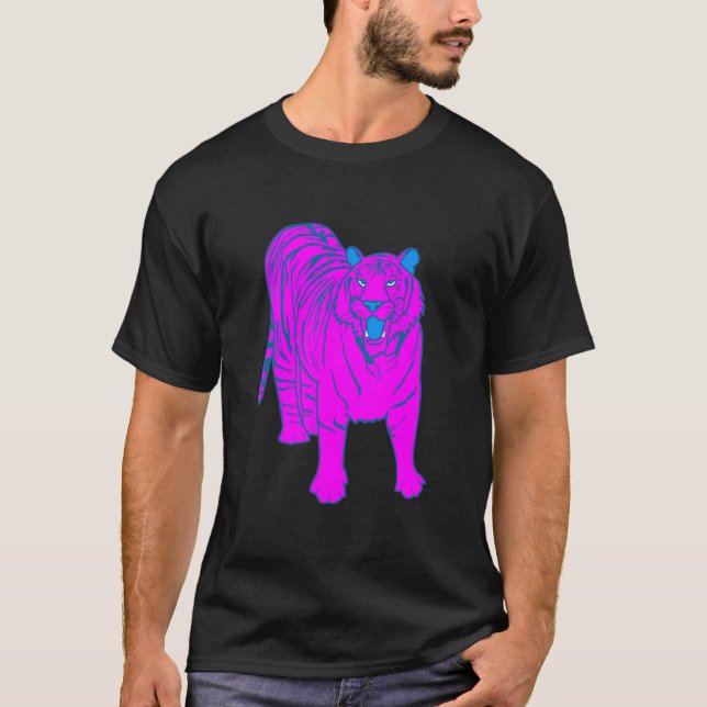 CAMISETA COREY TIGER TIGRE ROSA DE PIE DE LOS 80 (Anverso)