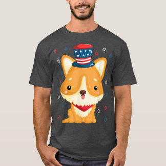Camiseta Corgi 4 de julio American Puppy USA Perro Corgi Lo