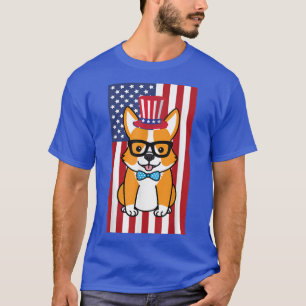 Camiseta Corgi 4 de julio Bandera Americana cachorro de per