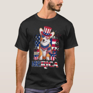 Camiseta Corgi 4 de julio gafas de sol americanas perro cac