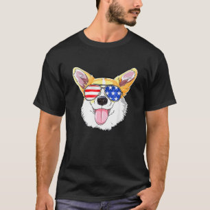 Camiseta Corgi 4 de julio gafas de sol americanas perro cac