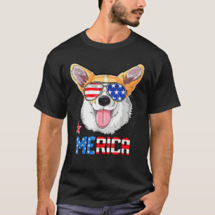 Camiseta Corgi 4 de julio Merica hombres bandera estadounid