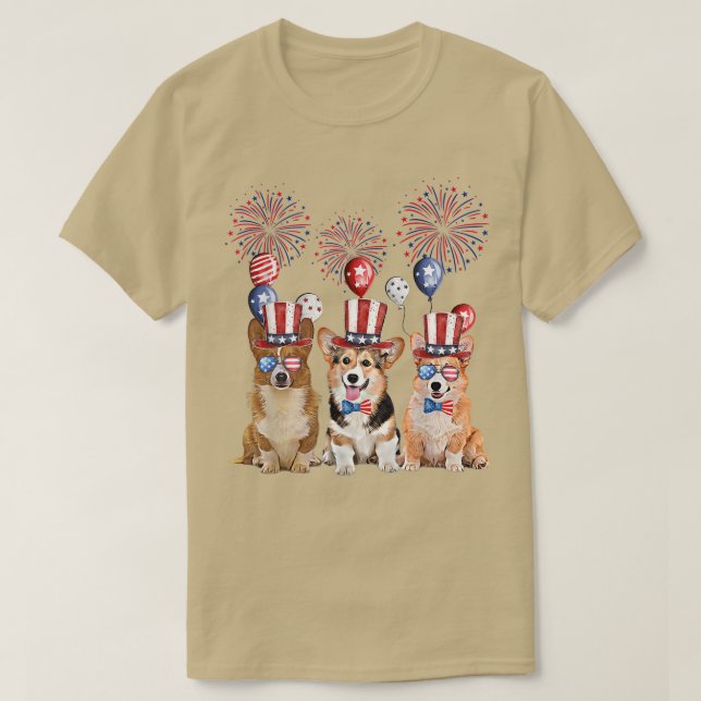 Camiseta Corgi 4 de julio Perro Lover Hombres Mujeres Estad (Diseño del anverso)
