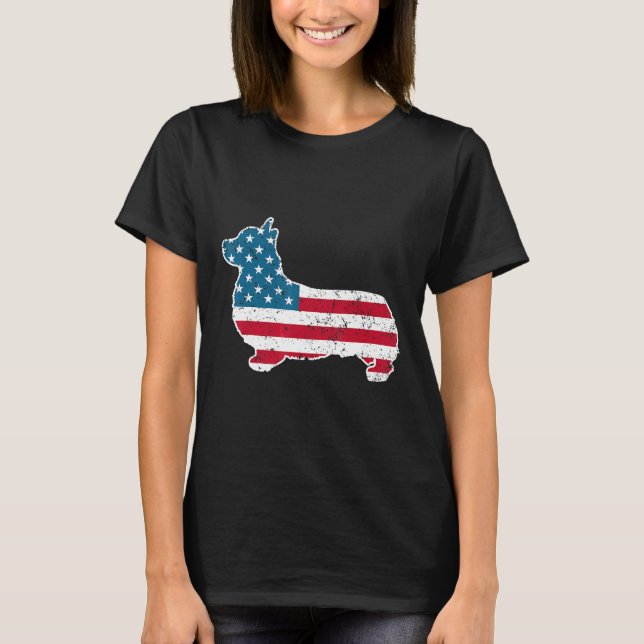Camiseta Corgi 4 De Julio Perros Hombres Mujeres Bandera Es (Anverso)