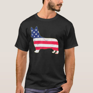 Camiseta Corgi 4th Of July Dog Men Women American Flag
