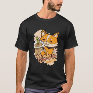 Camiseta Corgi Aburrido Con Té De Burbuja Boba. Kawaii Japo