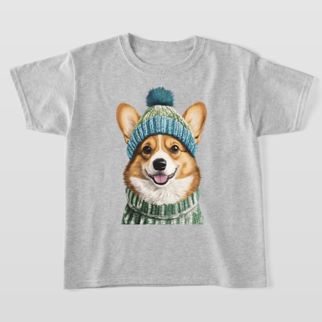 Camiseta Corgi acogedor en el engranaje de invierno (Distribución)
