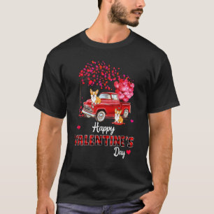 Camiseta Corgi Adorable Camión Rojo Feliz Día de San Valent