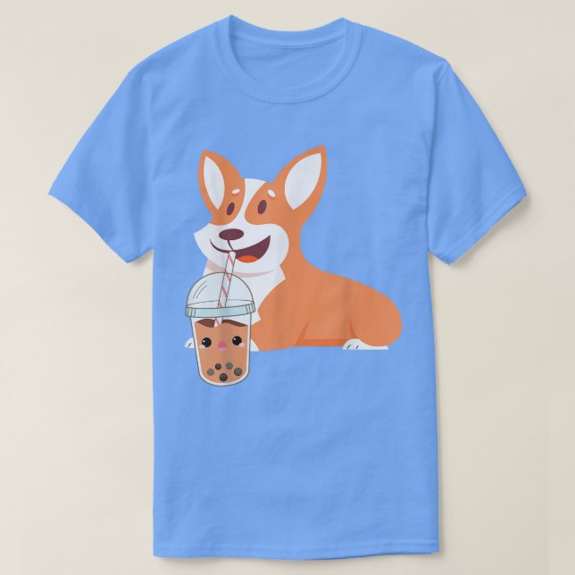 Camiseta Corgi Adorable galés bebe té de burbuja (Diseño del anverso)