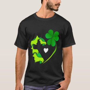 Camiseta Corgi Afortunado Corazón de Trébol Forma St Patric