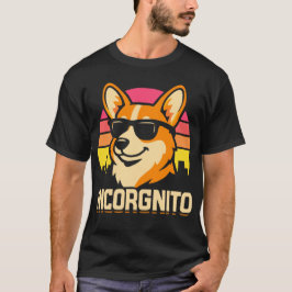 Camiseta Corgi agente secreto en tonos estilo retro