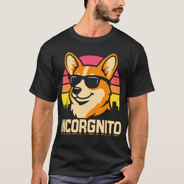 Camiseta Corgi agente secreto en tonos estilo retro (Anverso)