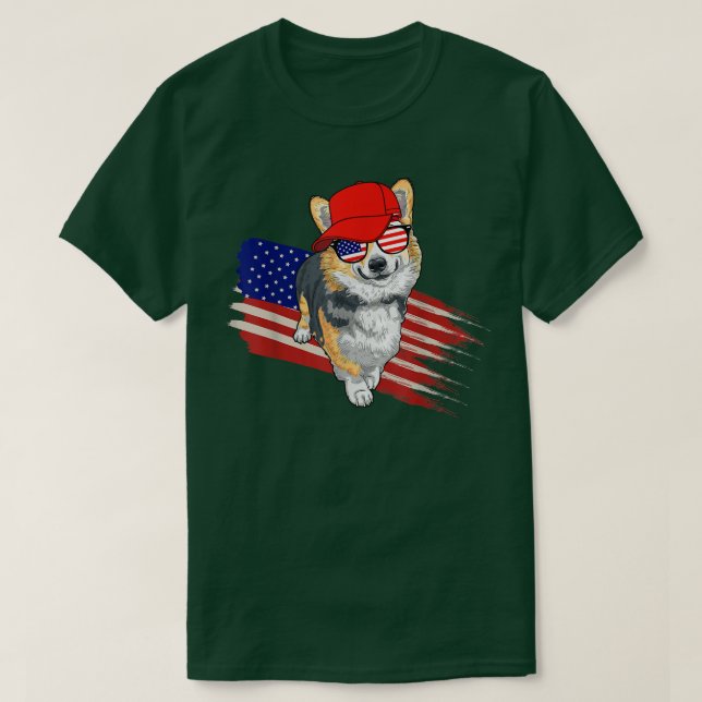 Camiseta Corgi American Flag USA Patriotic Funny 4th Of Jul (Diseño del anverso)