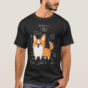 Camiseta Corgi Anatomy Cute Mascota Perro Mamá Papá Rojo Ga