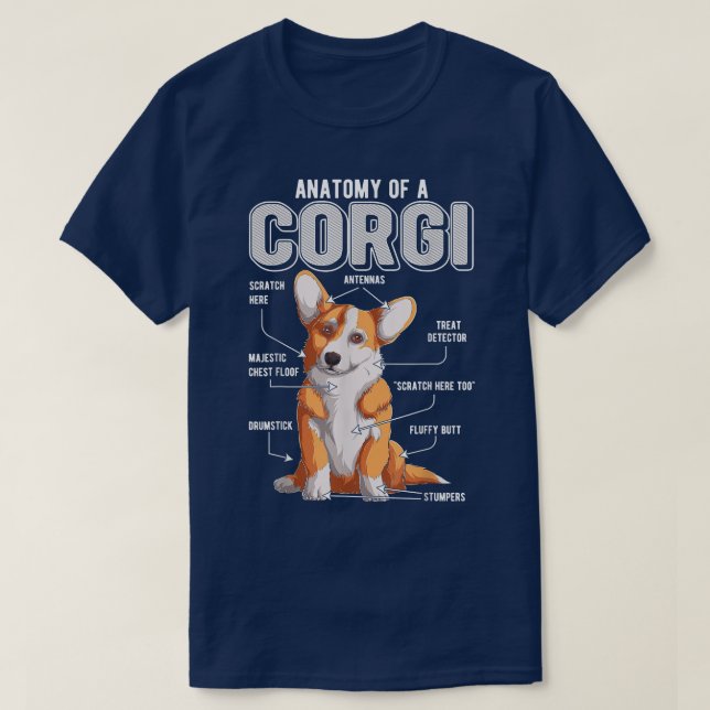 Camiseta Corgi Anatomy Funny Dog (Diseño del anverso)
