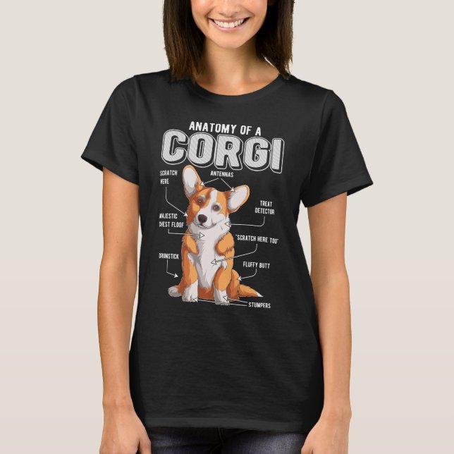 Camiseta Corgi Anatomy Funny Dog (Anverso)