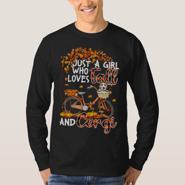 Camiseta Corgi And Fall  Dog Owner Bicycle Thanksgiving (Anverso)