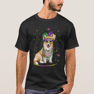 Camiseta Corgi Animal Lindo Bufón de Carnaval de Mardi Gr