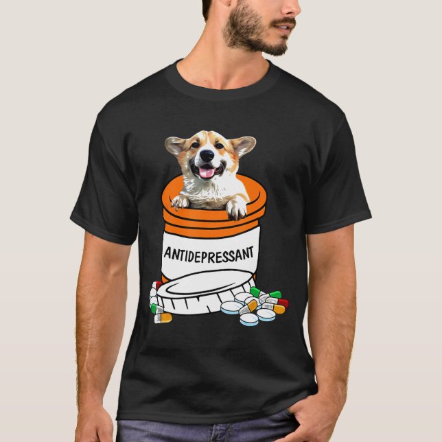 Camiseta Corgi Antidepresivo T Antidepresivos Cute Perro (Anverso)