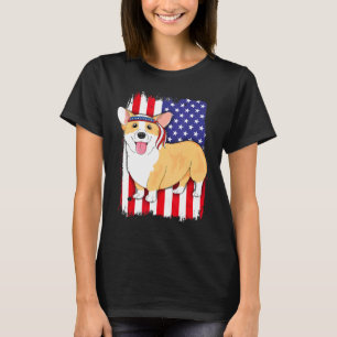Camiseta Corgi Bandera Americana 4 De Julio Mujeres Niños P