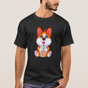 Camiseta Corgi bebedor de té de burbujas perla de tapioca d