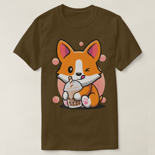 Camiseta Corgi Boba Tea Funny Cachorro Beber burbuja Té Per (Diseño del anverso)