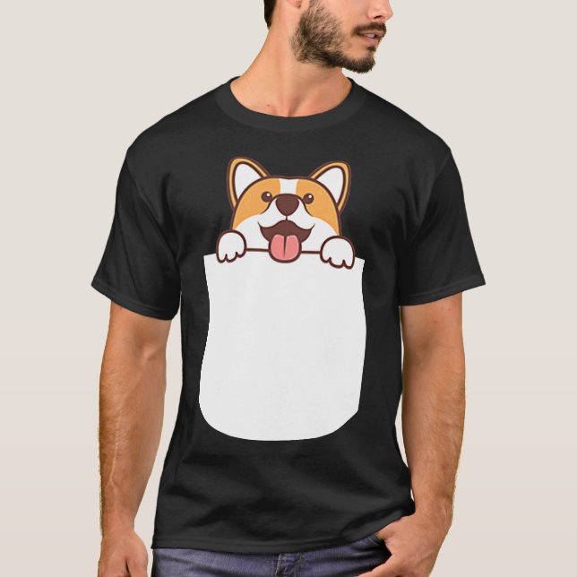 Camiseta Corgi Bolsillo Cumpleaños Dueño Corgi   (Anverso)